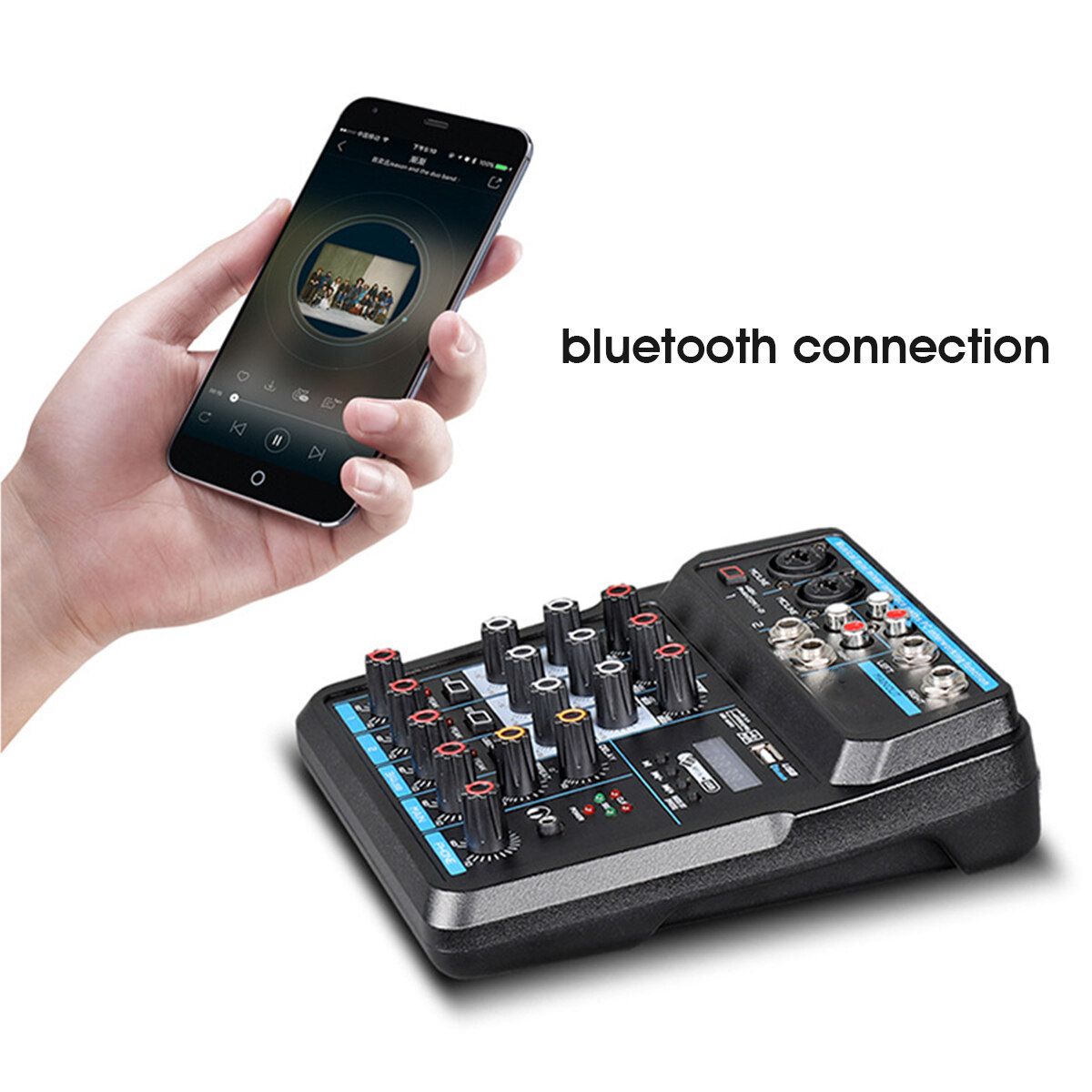 M4 / M6 Bluetooth DJ Mic Audio Mixer Contrl Digital Display Music Stream M6