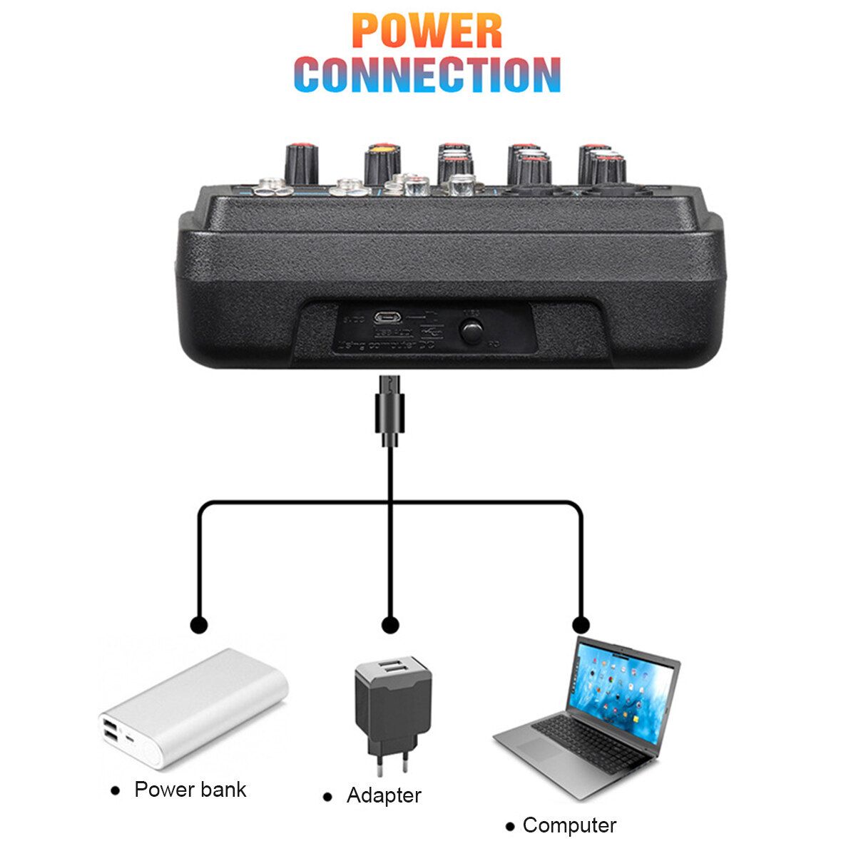 M4 / M6 Bluetooth DJ Mic Audio Mixer Contrl Digital Display Music Stream M6