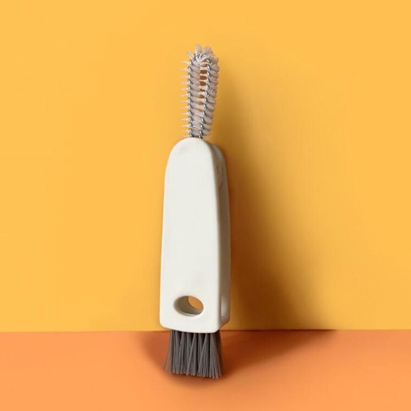 3 In 1 Bottle Cap Brush Milk Bottle Brush Cup Cover Cleaning Brush Portable Multifunctional Lunch Box Groove Cleaning Brush-