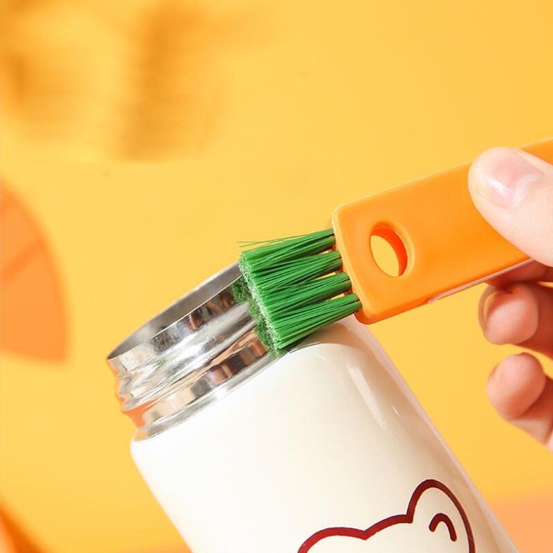 3 In 1 Bottle Cap Brush Milk Bottle Brush Cup Cover Cleaning Brush Portable Multifunctional Lunch Box Groove Cleaning Brush-
