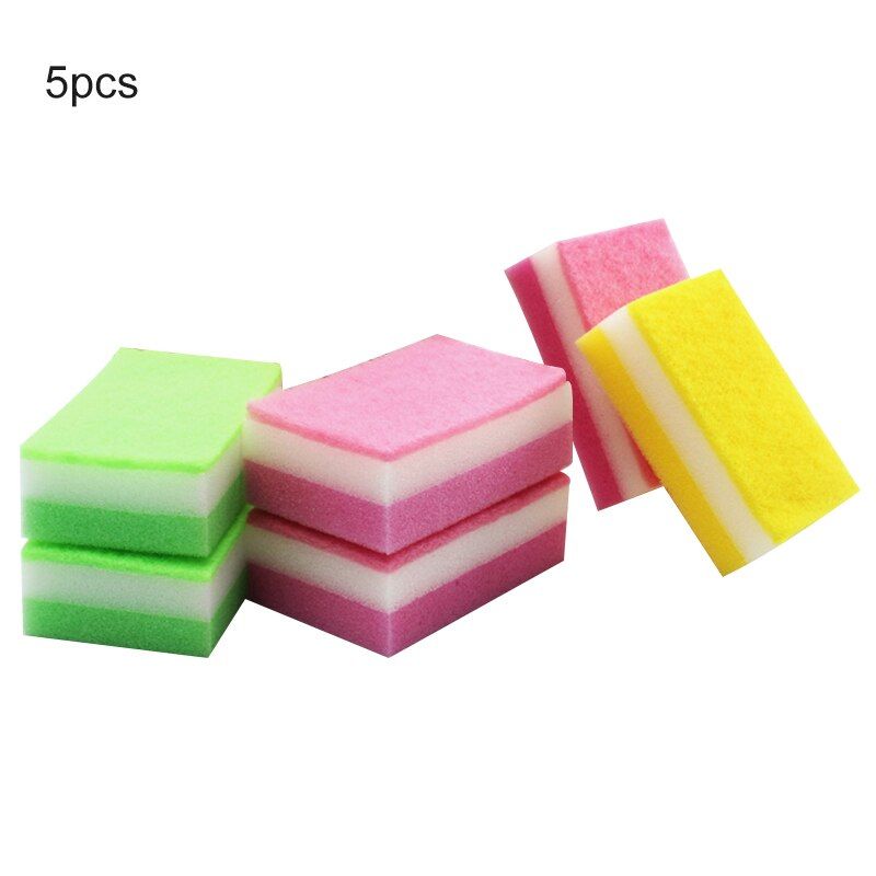 5PCS/SET Sponge Cleaning Dish Washing Catering Scourer Scouring Pads Kitchen Household Tools For Kitchen-5pcs Color