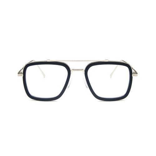 Square Sunglasses Fashion Mens Anti-UV Glasses Silver Frame White Lens
