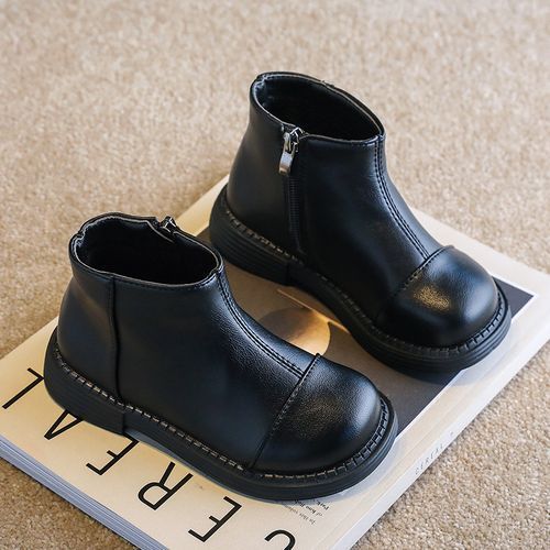 Girls Boots Fashion Children's Leather Short Boots-XHXL-YM-8/Black