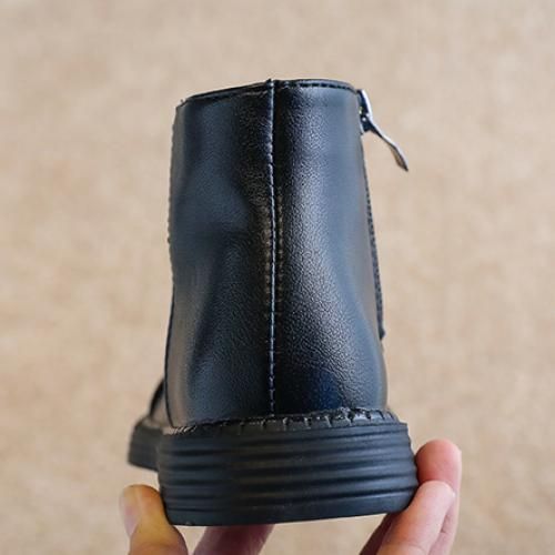 Girls Boots Fashion Children's Leather Short Boots-XHXL-YM-8/Black