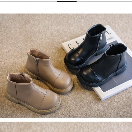 Girls Boots Fashion Children's Leather Short Boots-XHXL-YM-8/Black