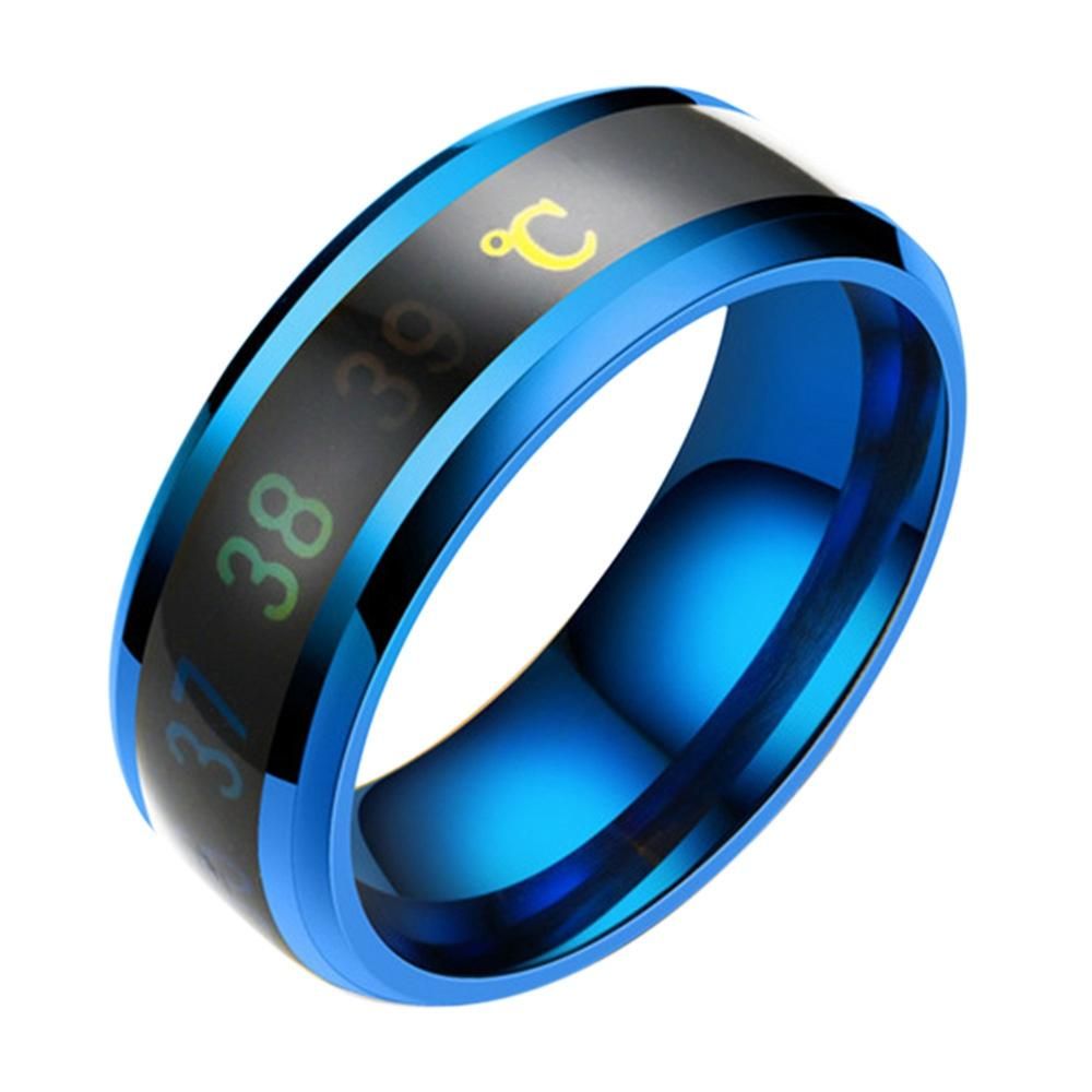 Temperature Ring Fashion Smart Stainless Steel Classic Wedding Couple Modern for Women Men Waterproof Rings Jewelry 6