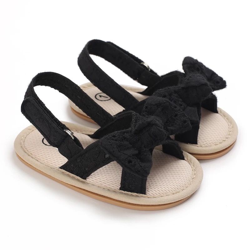 Lacey Bow Soft Sole Sandals For Babygirls (Size 12-18m)