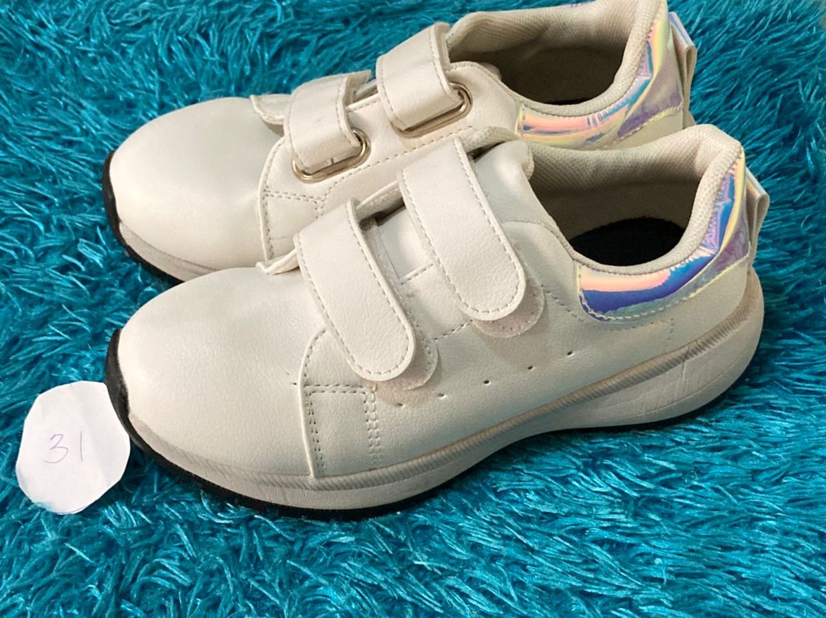 Girls White School Sport Sneakers