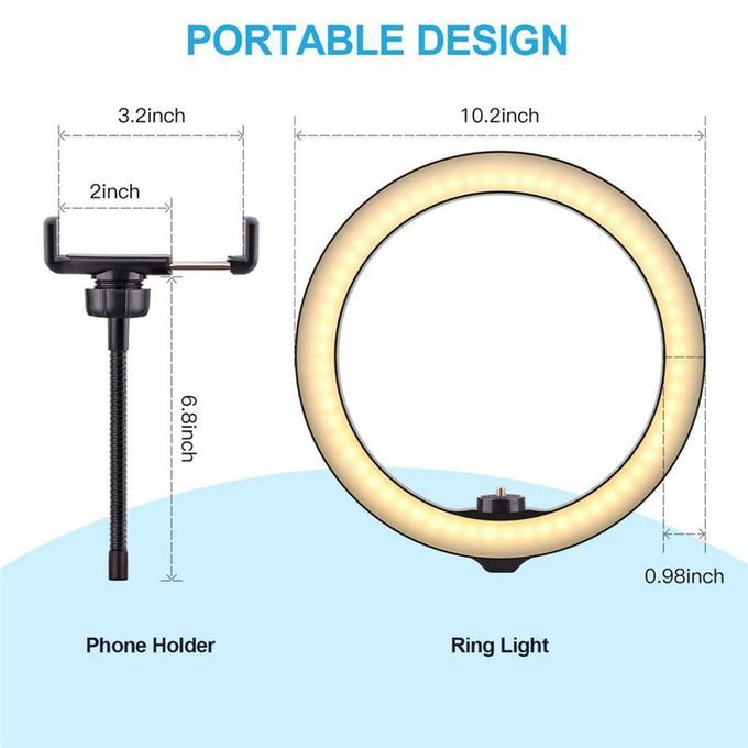 10Inch LED Ring Light With Tripod Stand Professional Selfie