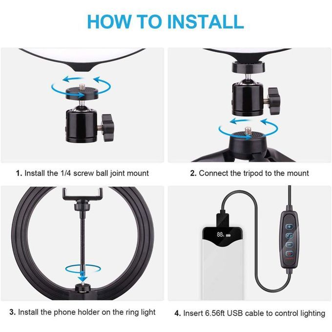 10Inch LED Ring Light With Tripod Stand Professional Selfie
