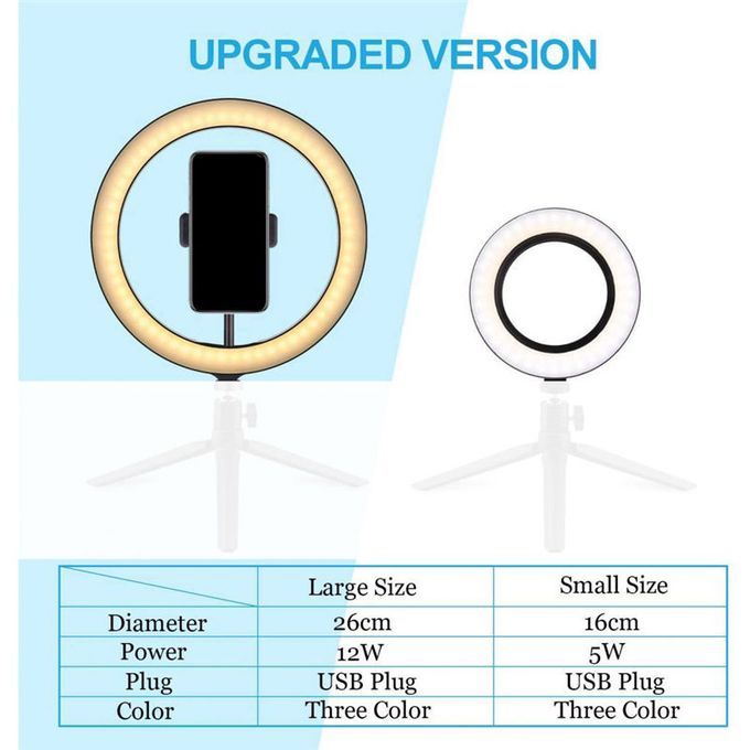 10Inch LED Ring Light With Tripod Stand Professional Selfie