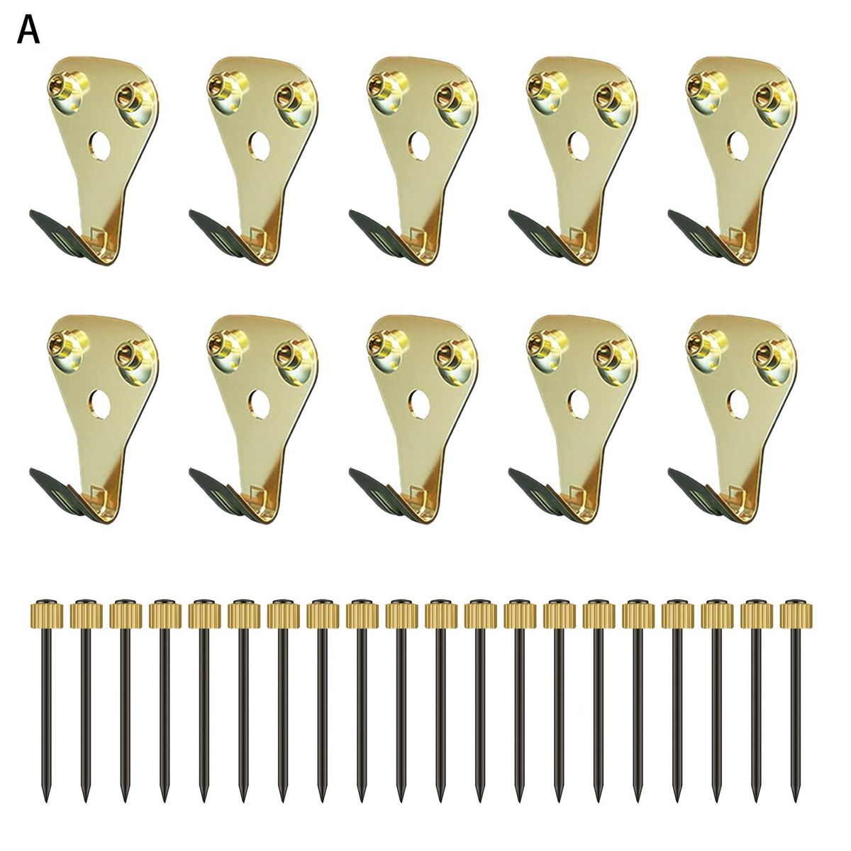 10Pcs Decorative Hooks Photo Frame Hooks Wall Hanging Kit with Nails Golden