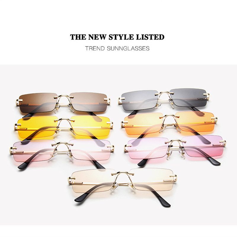 Rectangle Ladies Sunglasses Women Rimless Sun Glasses -#8