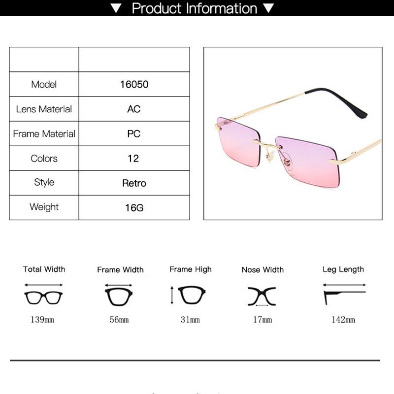 Rectangle Ladies Sunglasses Women Rimless Sun Glasses -#8