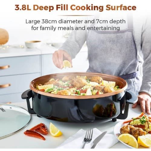 Multifunctional Electric Skillet With Glass Lid Non Stick