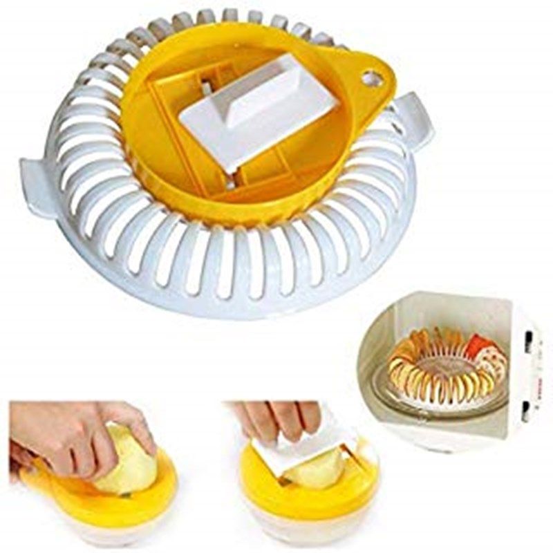 3PCS Kitchen DIY Slicer Microwave Oven Fat Free Potato Chips Maker Set Kitchen Bakeware Tool Baking Dishes & Pans Chips Rack WEF