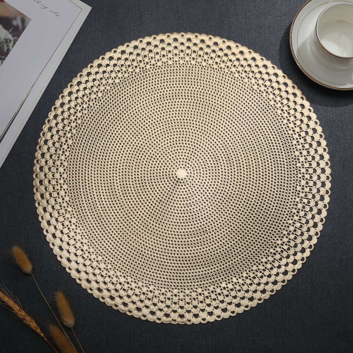 8 Styles Fashion Table Hollow Out Placemats Non-Golden 3