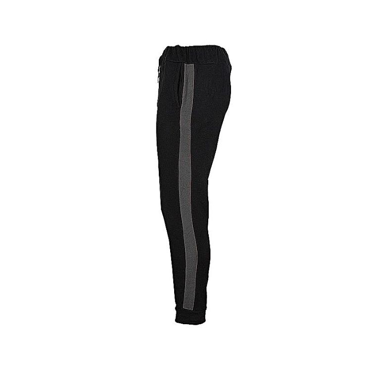 Plain Black Joggers With Grey Striped