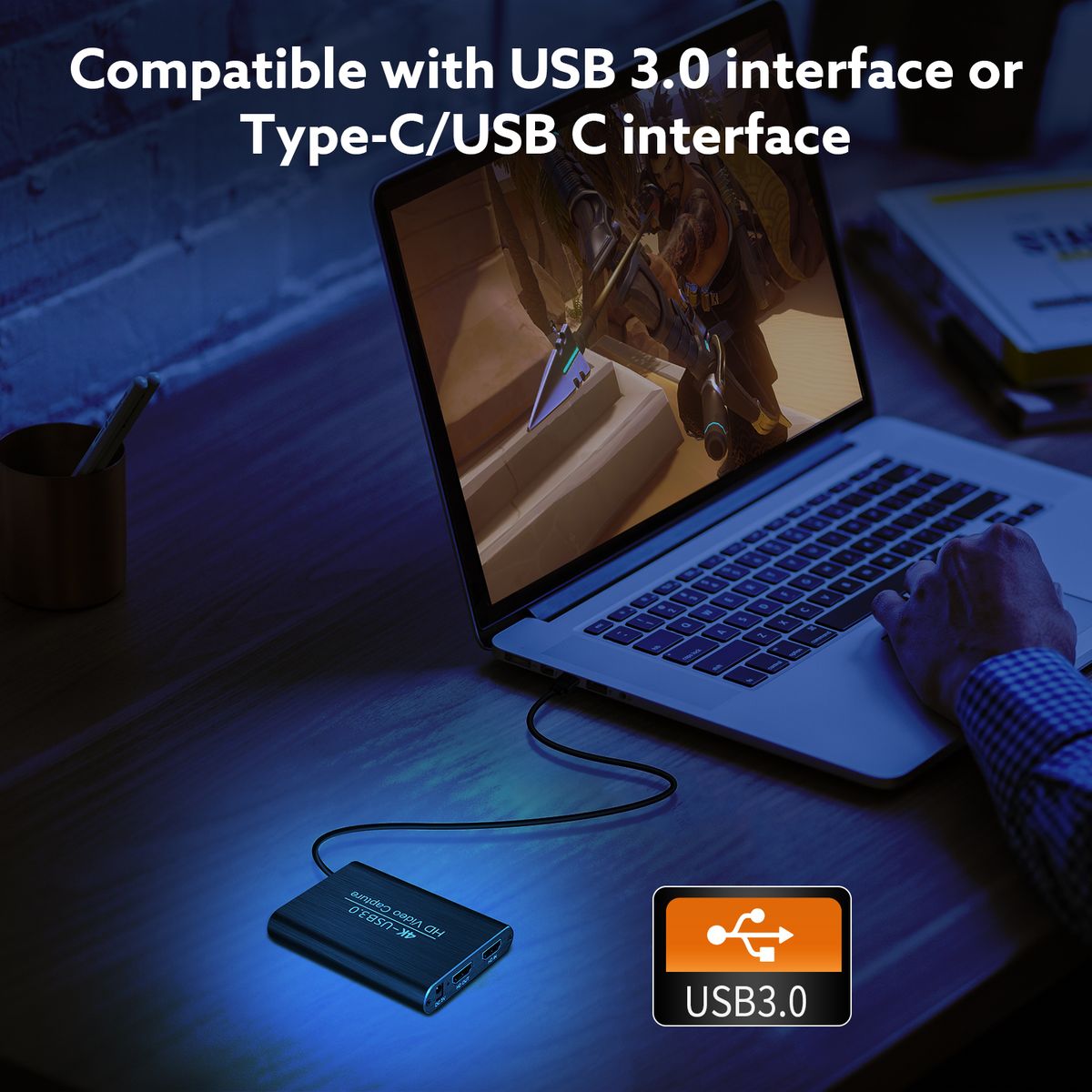 UeeVii Live-Streaming 4K Video Capture Card HDMI-compatible Audio USB-3.0 Game Capture Card Loop-Out 1080P Xbox One PS4 Switch