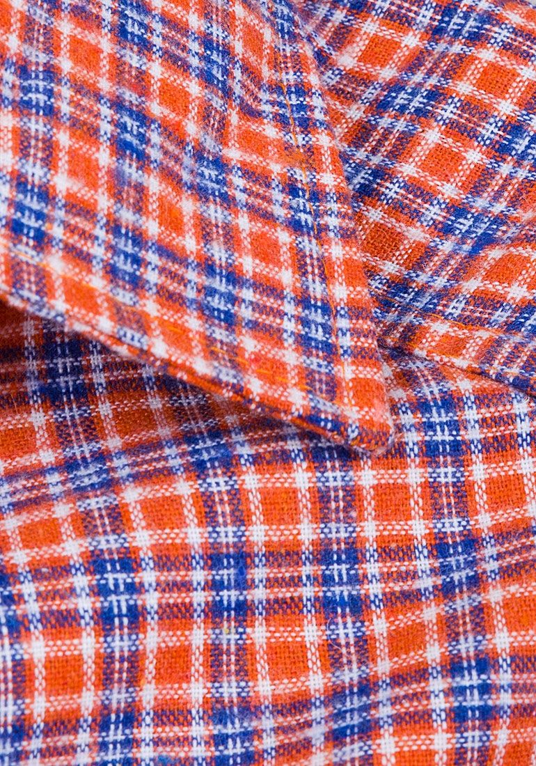 Checker Long Sleeve Co-operate Women Shirts-Multicolour-ORANGE