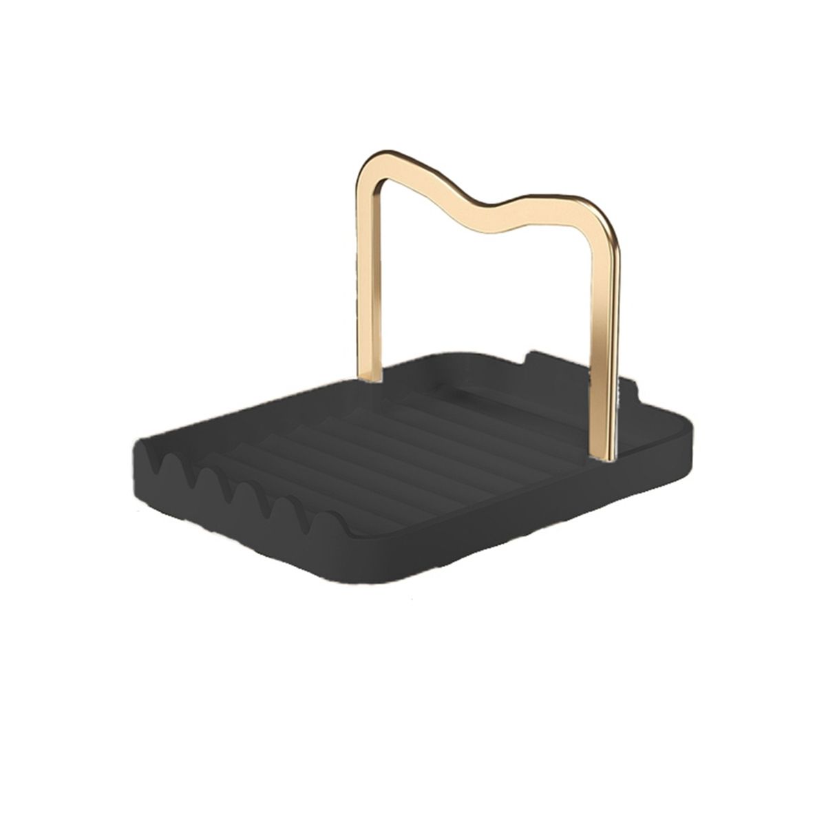 Pan Lid Holder Spoons Pot Cover Rests Spatula Stand,Black-Gold