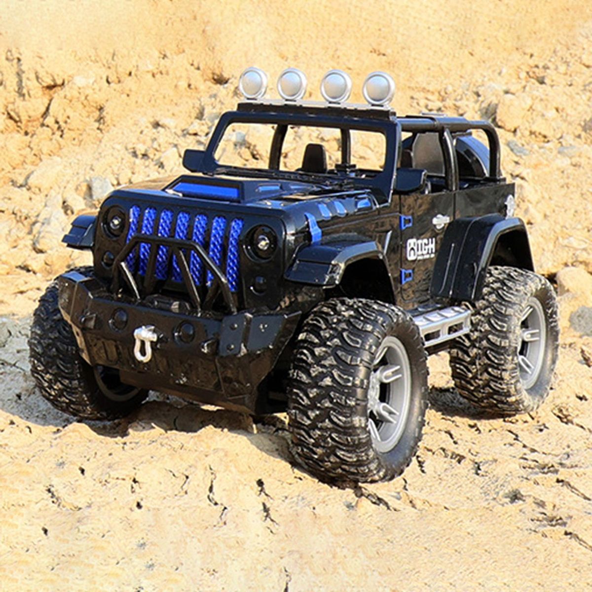 Remote Control Car Colorful Light Music Rc Off-road Vehicle for Boys Black