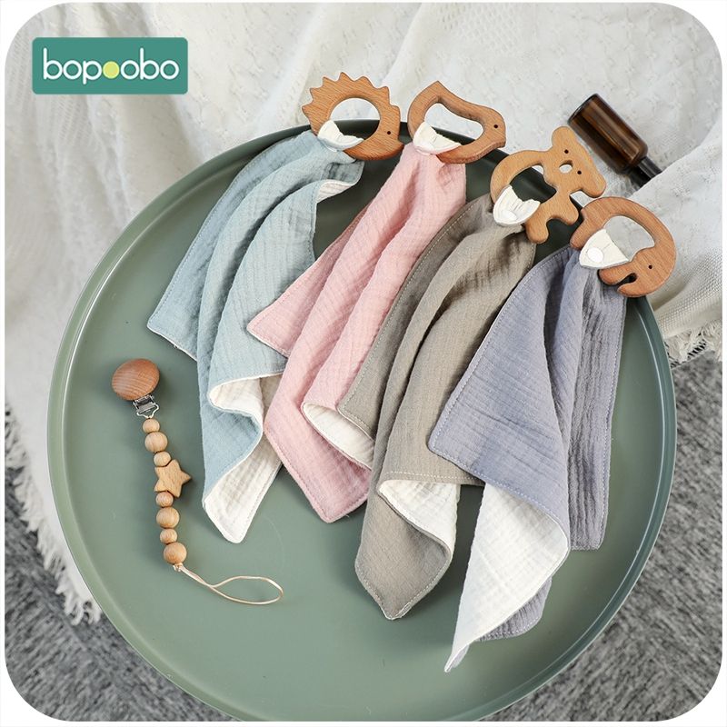 Bopoobo 1pc Olive Oil Wooden Cotton Saliva Towel Holder For