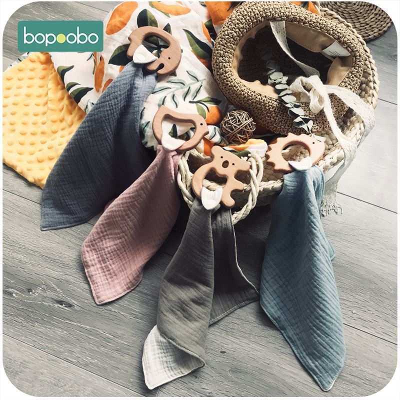 Bopoobo 1pc Olive Oil Wooden Cotton Saliva Towel Holder For