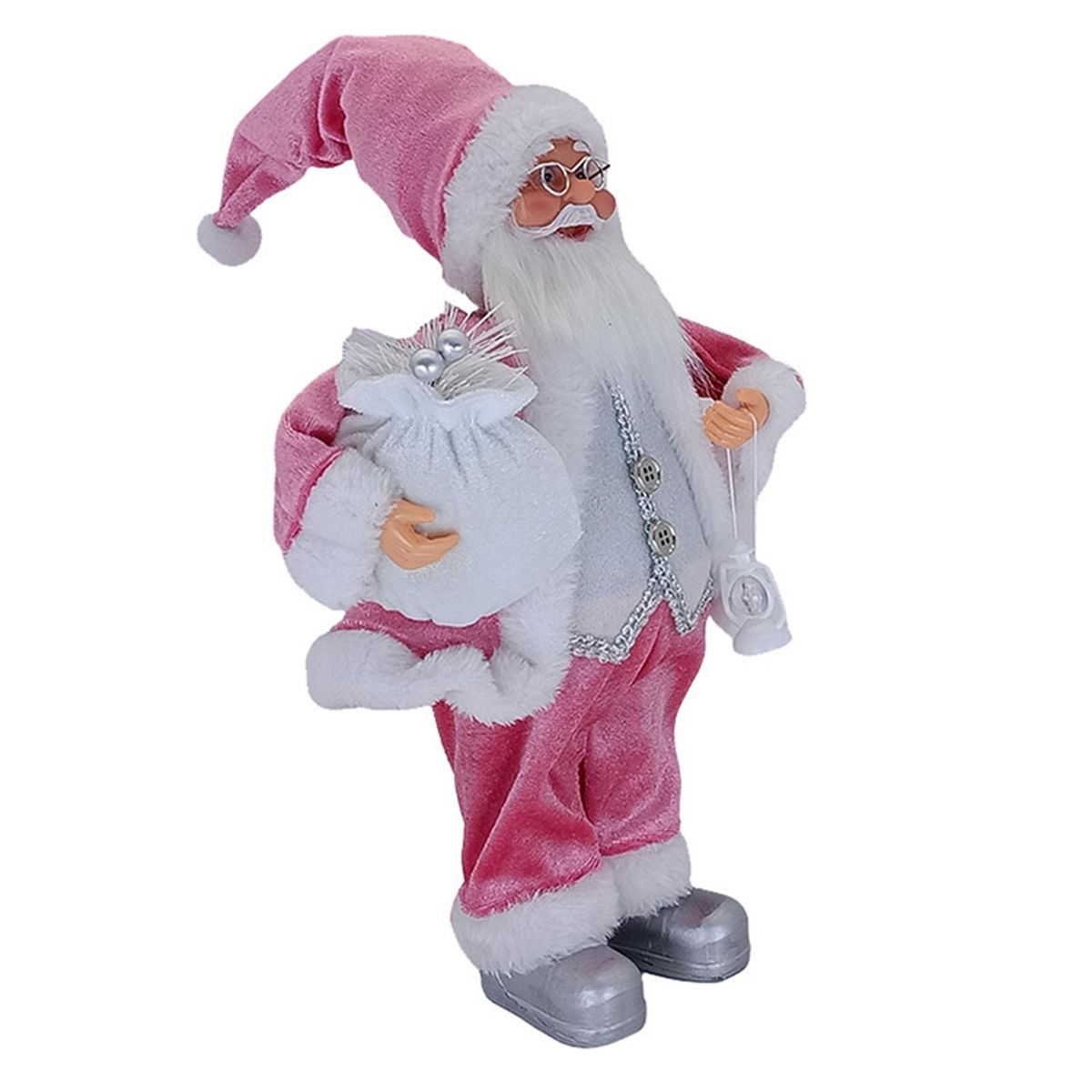 Moving Figure Plush Father Christmas Toy Hanging Pink
