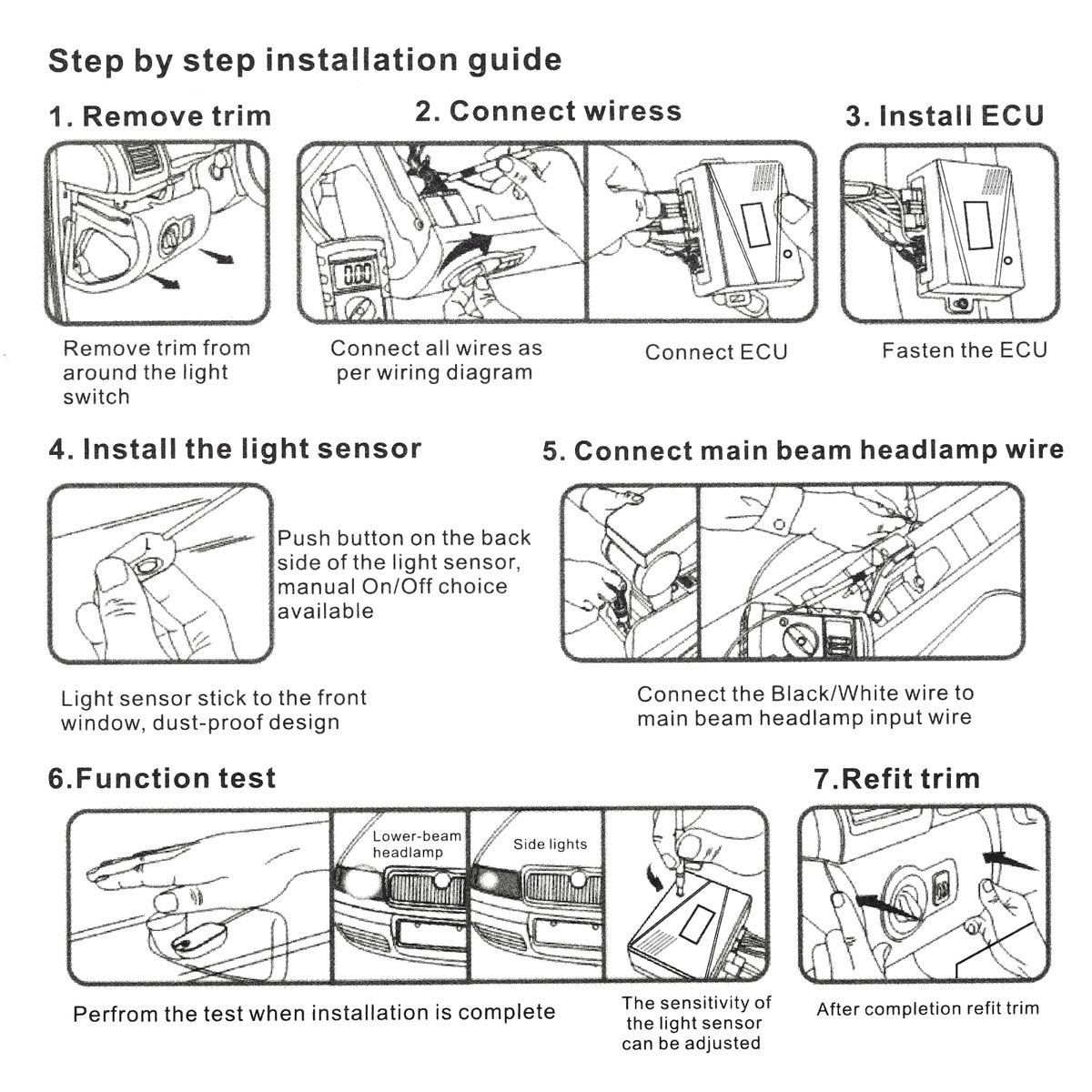 Car Auto Light Sensor System Automatically Control The