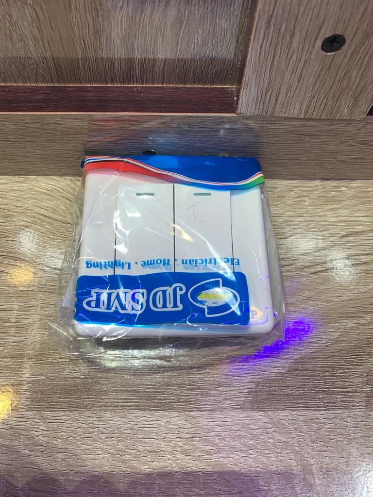 JD - Plate Switch - 2 Gang 2 Way - 10AX - White