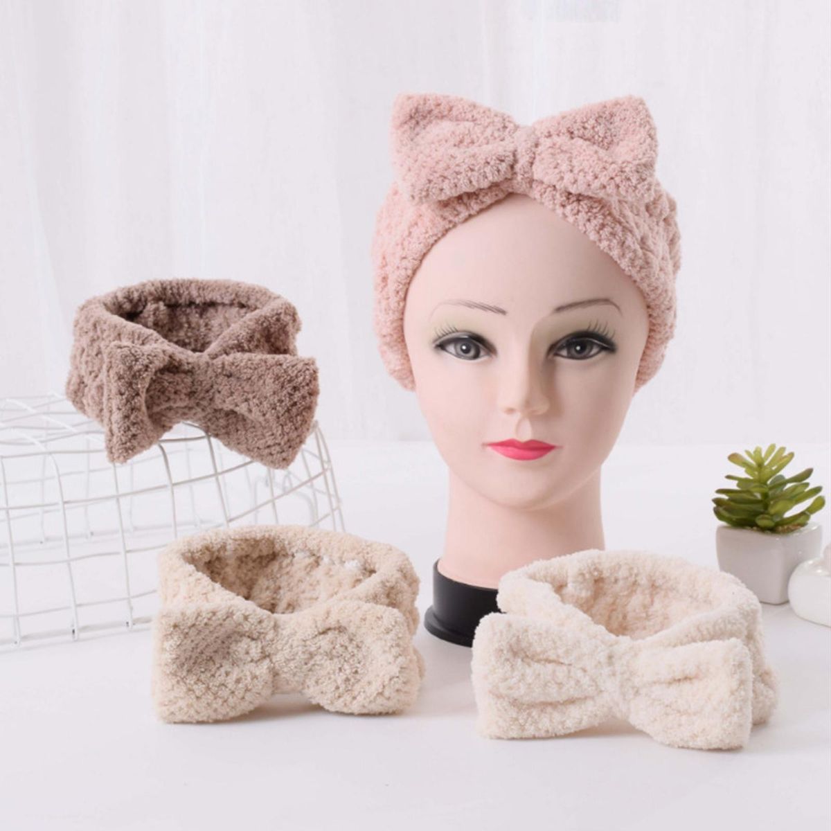 SPA Headband Bow Hair Band Skincare Headbands For Shower Dark Brown