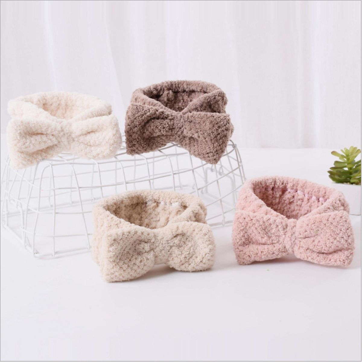 SPA Headband Bow Hair Band Skincare Headbands For Shower Dark Brown