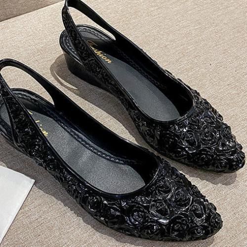 Baotou Sandals Women's Wedge Slip Soft Bottom Beach Jelly Shoes Black