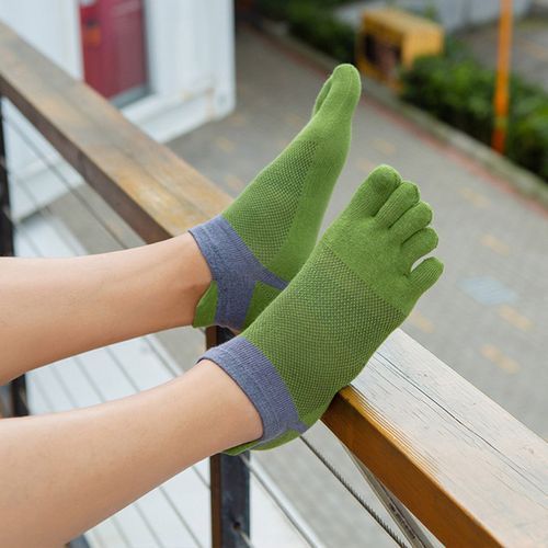 Mens Toe Socks Cotton Five Finger Running Socks Mini Crew Sport Socks (5 Pairs)