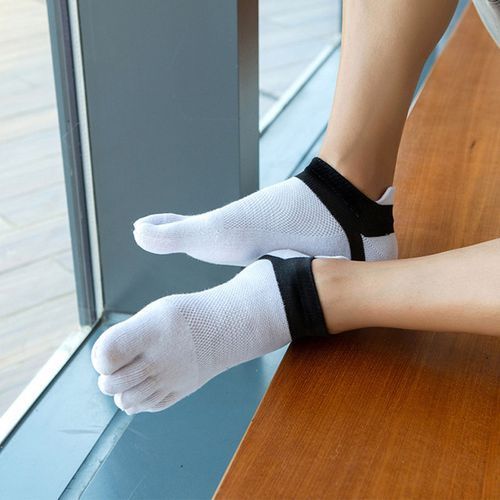 Mens Toe Socks Cotton Five Finger Running Socks Mini Crew Sport Socks (5 Pairs)