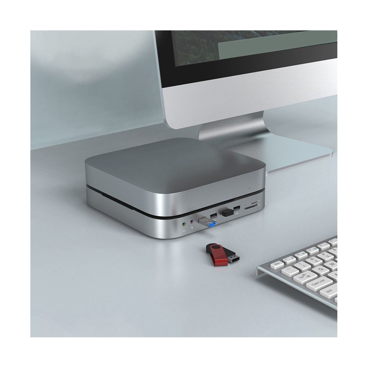 For Apple Computer Mac Mini Dock Docking Station Built-in Hard Drive Box Convenient Portable 13-in-1 Docking Station