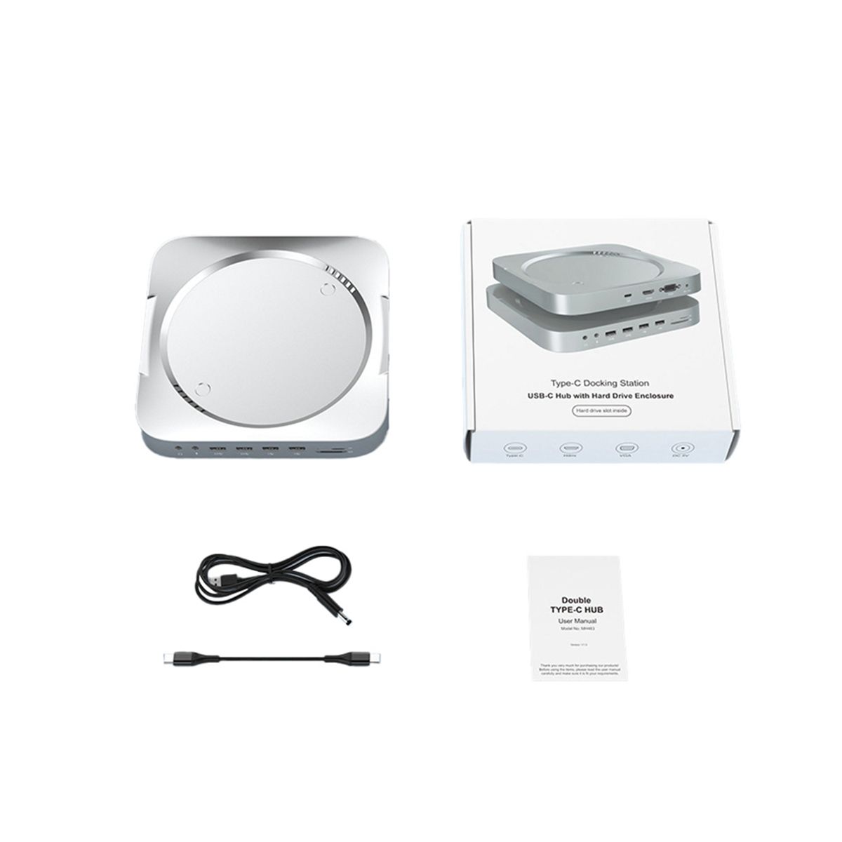 For Apple Computer Mac Mini Dock Docking Station Built-in Hard Drive Box Convenient Portable 13-in-1 Docking Station