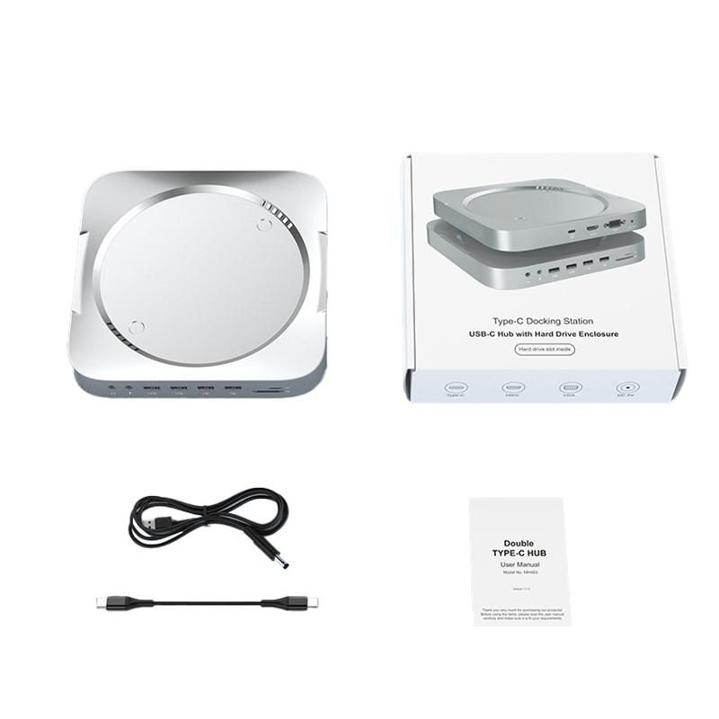For Apple Computer Mac Mini Dock Docking Station Built-in Hard Drive Box Convenient Portable 13-in-1 Docking Station