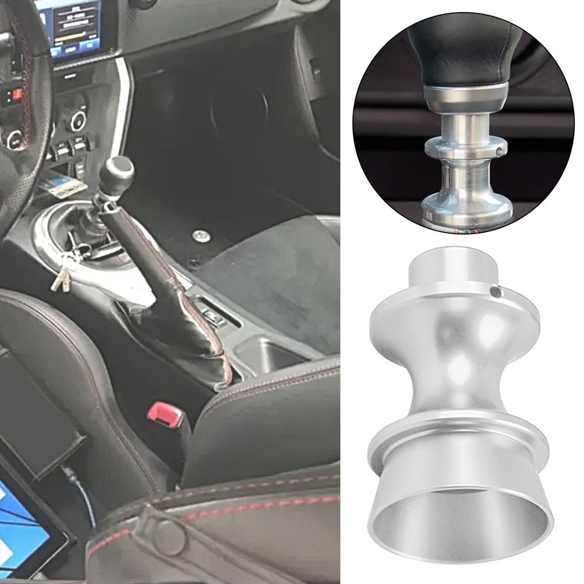Gear Head Retainer Car Thread Shift Knob Boot Retainer Silver
