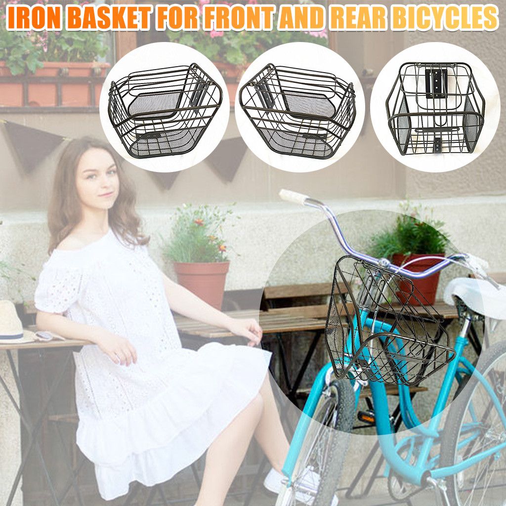 40 Bicycle Basket Front And Rear Iron Basket Storage Basket