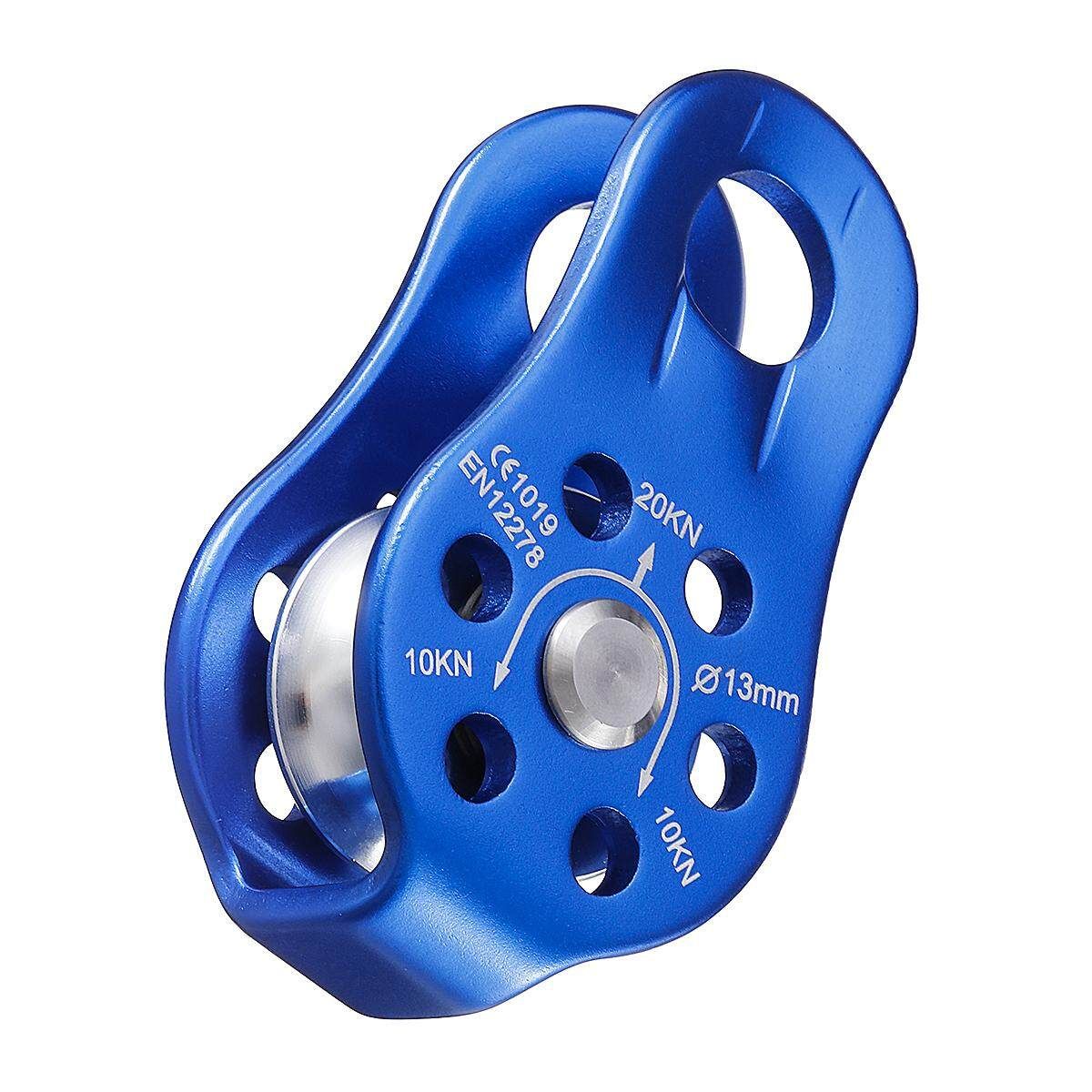 20KN Fixed Mountaineering Single Pulley Transport Hoisting Pulley Outdoor Crossing Pulley Aluminum Alloy High Strength Light Weight Convenient Blue