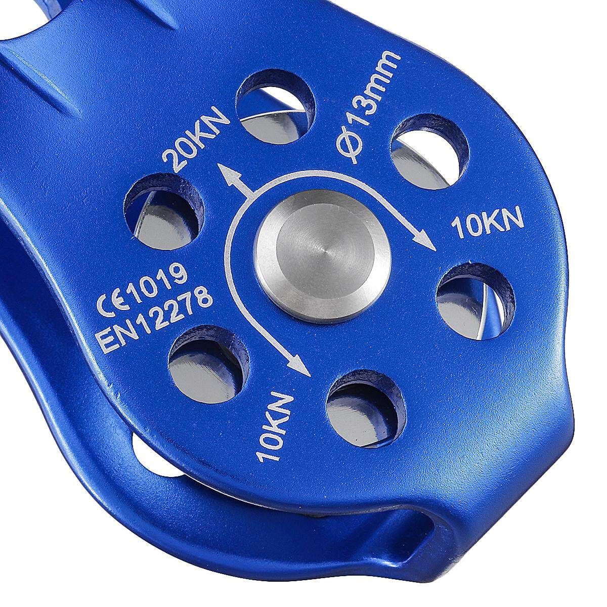20KN Fixed Mountaineering Single Pulley Transport Hoisting Pulley Outdoor Crossing Pulley Aluminum Alloy High Strength Light Weight Convenient Blue