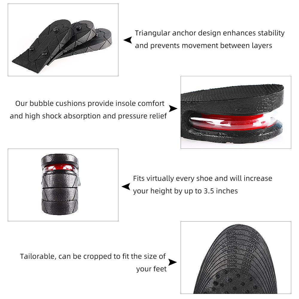 1 Pair Height Increase Shoe Insoles Air Cushion Heel Insert For Men And Women