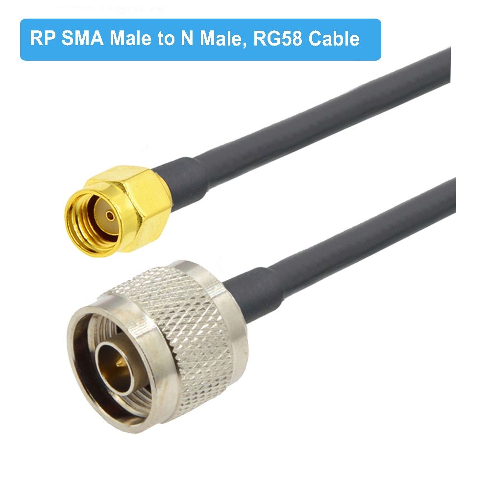 RP-SMA Male To N Male RG58 Coaxial Cable, Cable Length:1.5m