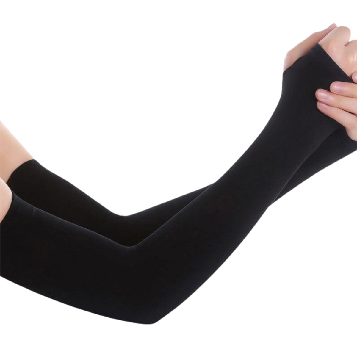 1 Pair Sleeve Wrap   Thumb Hole Sun Protection Black
