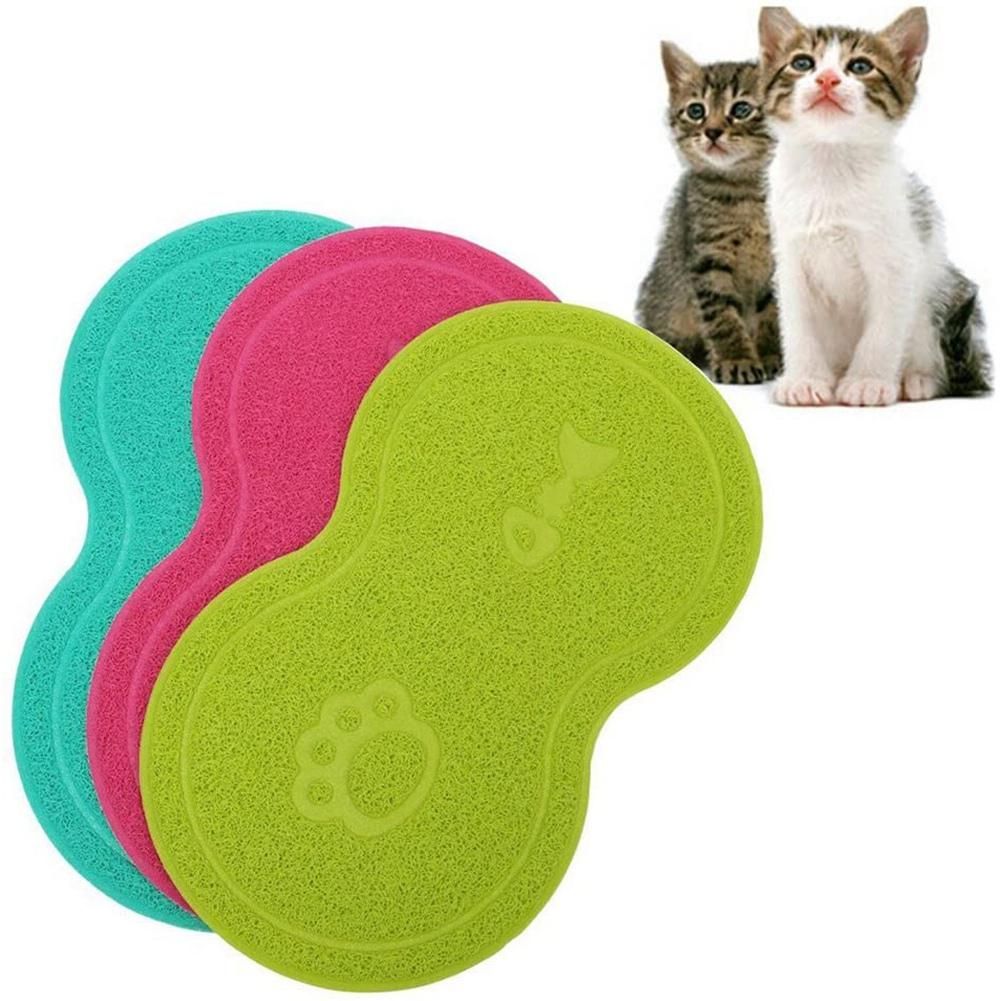 Pet Food PVC Mat Waterproof Non-Slip Pet Feeding Mat Pet Bowl Mat, Pet Feeding Tray for Cats and Dogs (Grey)