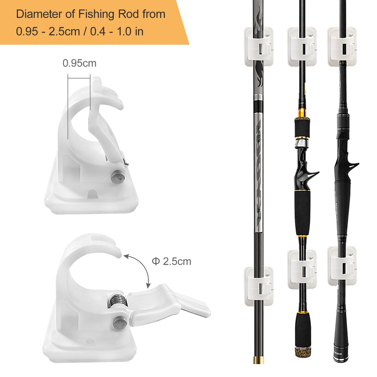 10pcs Fishing Rod Holder Clips Lock Buckle Fishing Pole Wall