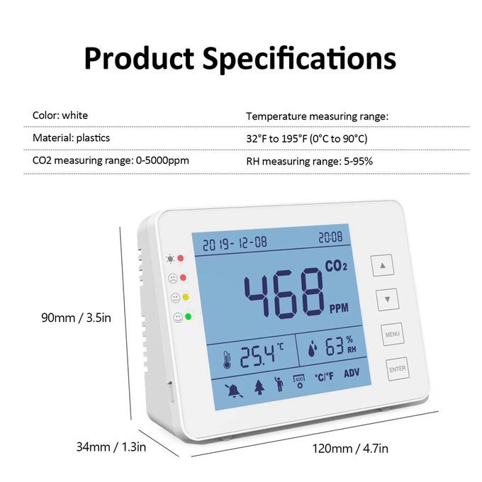 Indoor Portable CO2 Detector Multifunctional Home Air