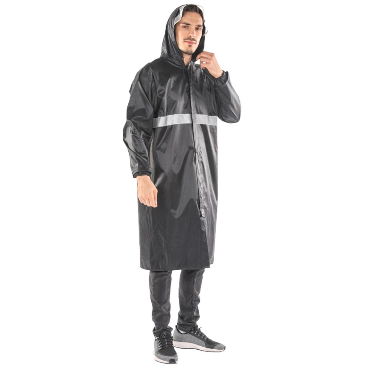 Rain Poncho Reflective Strip Bicycle Raincoat Black